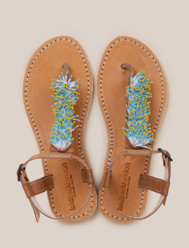 Rasta Flat Leather Sandal Turquoise