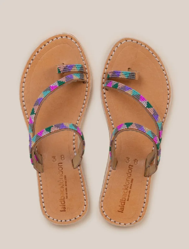 Diani Flat Leather Sandal Purple Mix