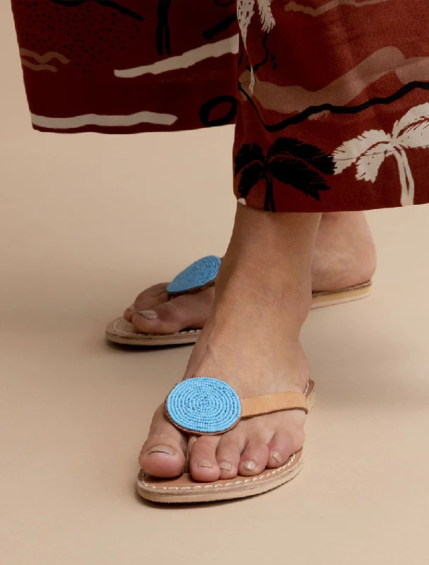 Doli Flat Leather Sandal Turquoise