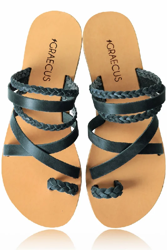 Themis Blue Leather Sandals