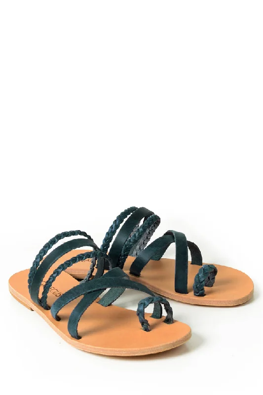 Themis Blue Leather Sandals