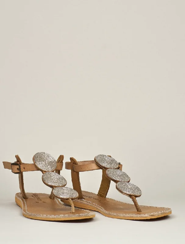 Isko Flat Leather Sandal Silver