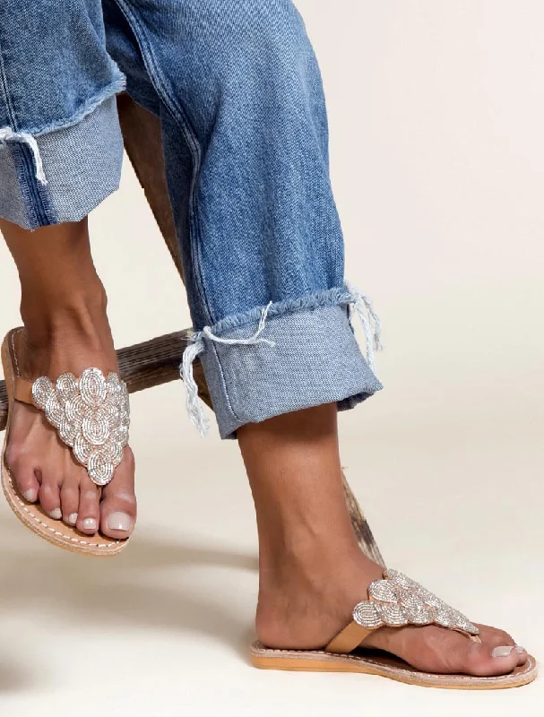 Laith Flat Leather Sandal Silver