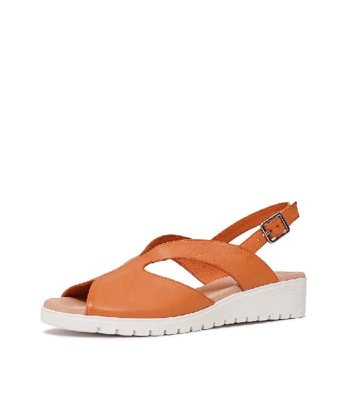 Megan Bright Orange Leather Sandals