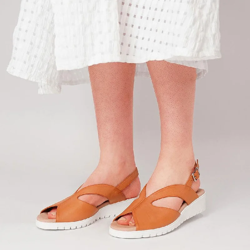 Megan Bright Orange Leather Sandals