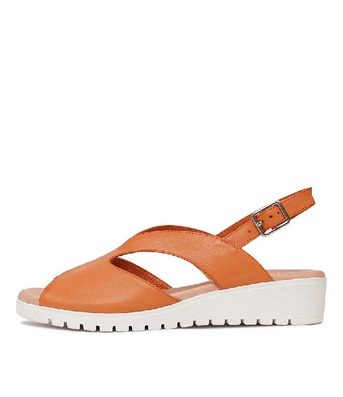 Megan Bright Orange Leather Sandals