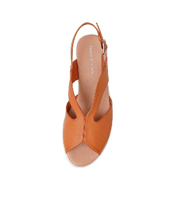 Megan Bright Orange Leather Sandals