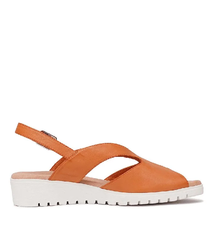 Megan Bright Orange Leather Sandals