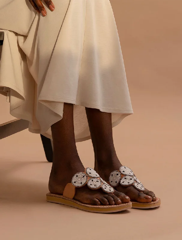 Pemba Lp Leather Sandal White Maasai