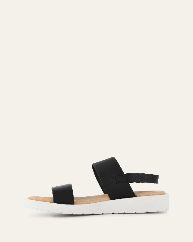 ROSALIE FLAT SANDALS BLACK LEATHER