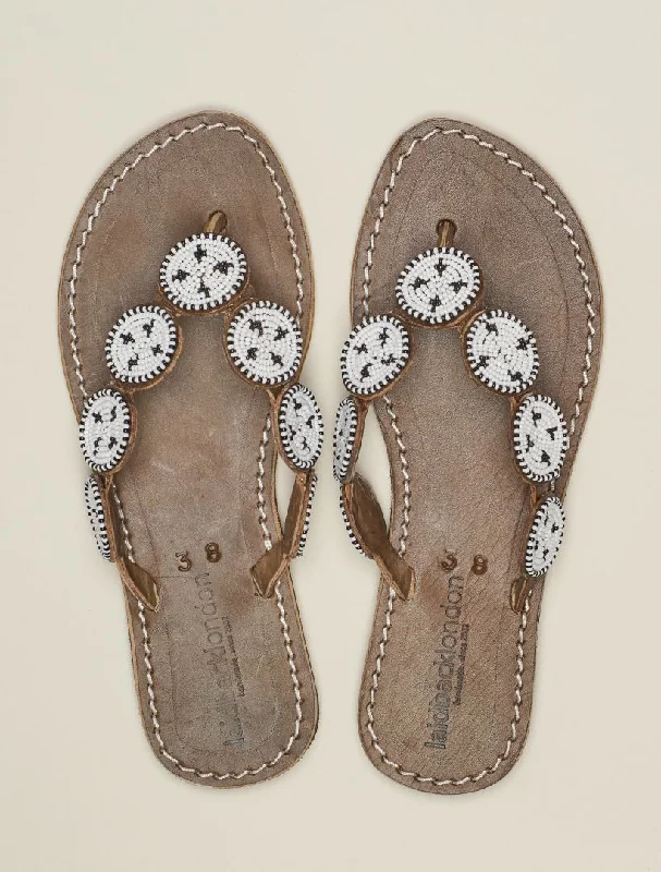 Ryker Flat Leather Sandal White Maasai