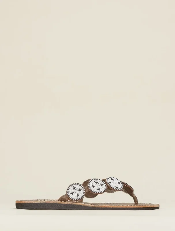 Ryker Flat Leather Sandal White Maasai