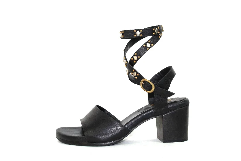 The Lula Leather Cube Heel Sandal with Stud Details