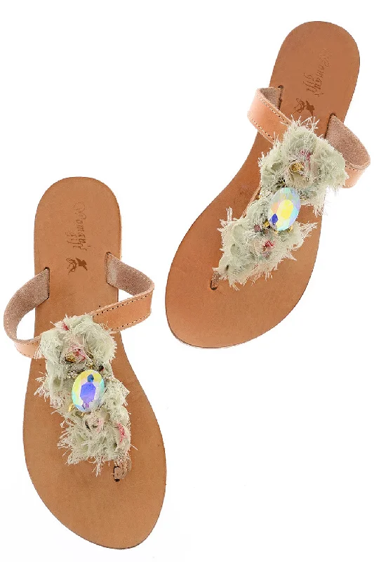 CRYSTAL TURTLE Leather Sandals