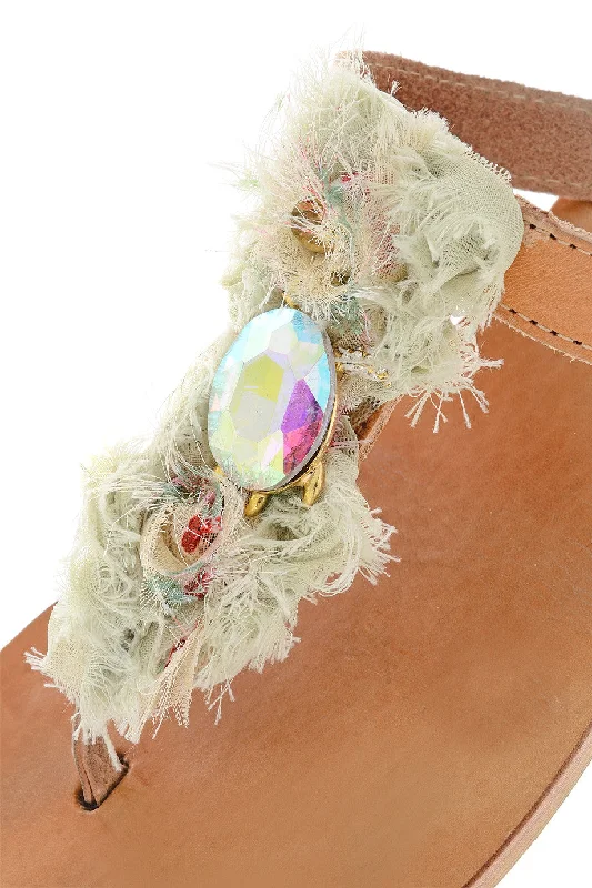 CRYSTAL TURTLE Leather Sandals