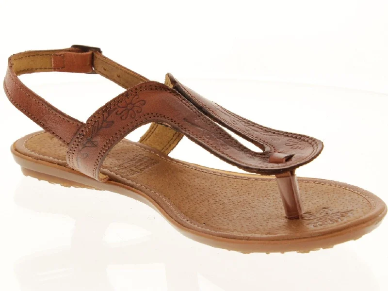 Womens Authentic Huaraches Real Leather Sandals T-Strap Cognac - #549