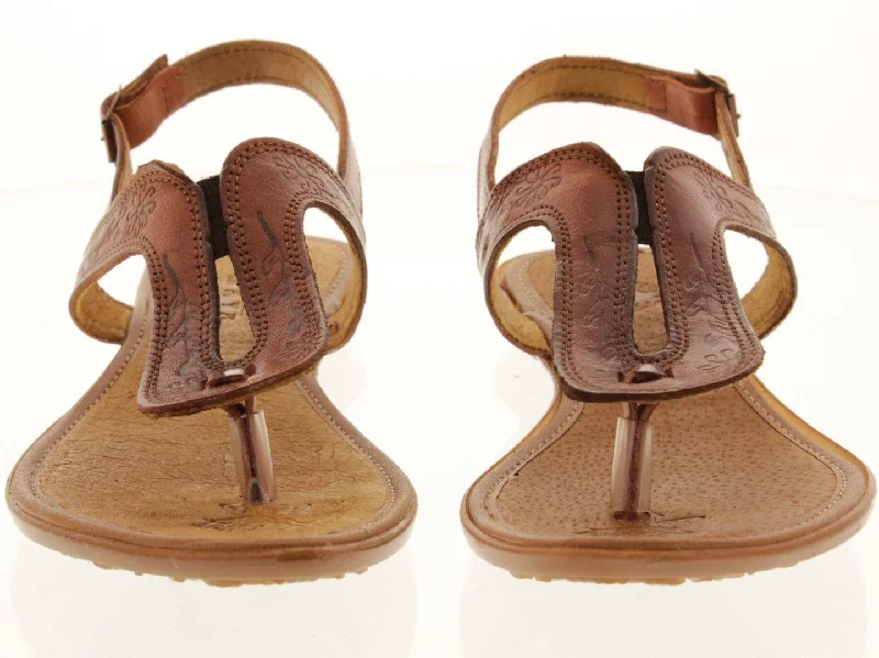 Womens Authentic Huaraches Real Leather Sandals T-Strap Cognac - #549