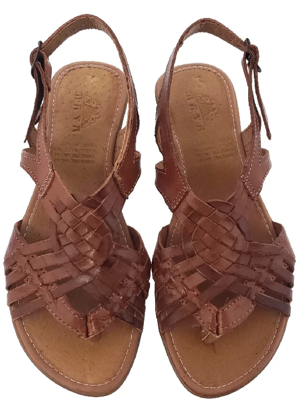 Womens Authentic Huaraches Real Leather Sandals Cognac - #233