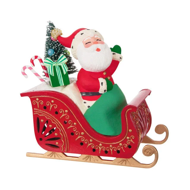 Hallmark 2024 Mini Vintage Santa ShowToppers Musical Tree Topper With Light, 4.26”